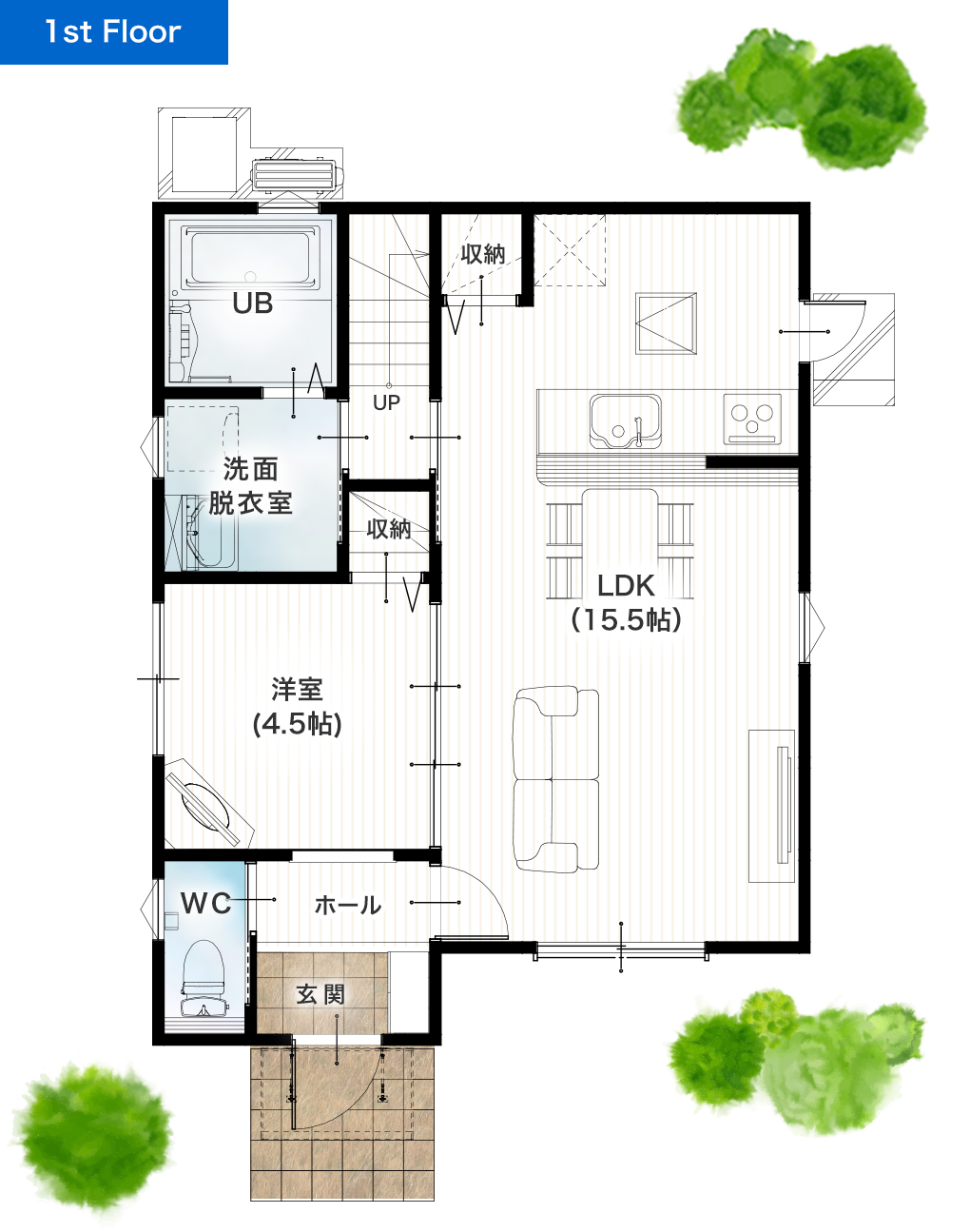 熊本市東区神園1丁目1号地 28坪 4SLDK 建売・一戸建ての新築物件 1階間取り図