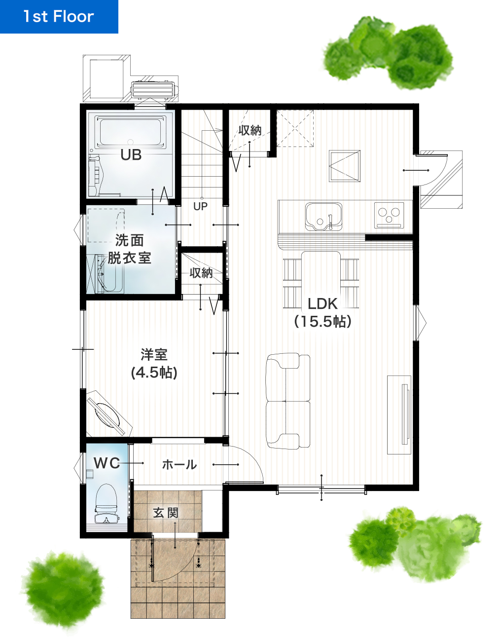 熊本市東区神園1丁目2号地 28坪 4SLDK 建売・一戸建ての新築物件 1階間取り図