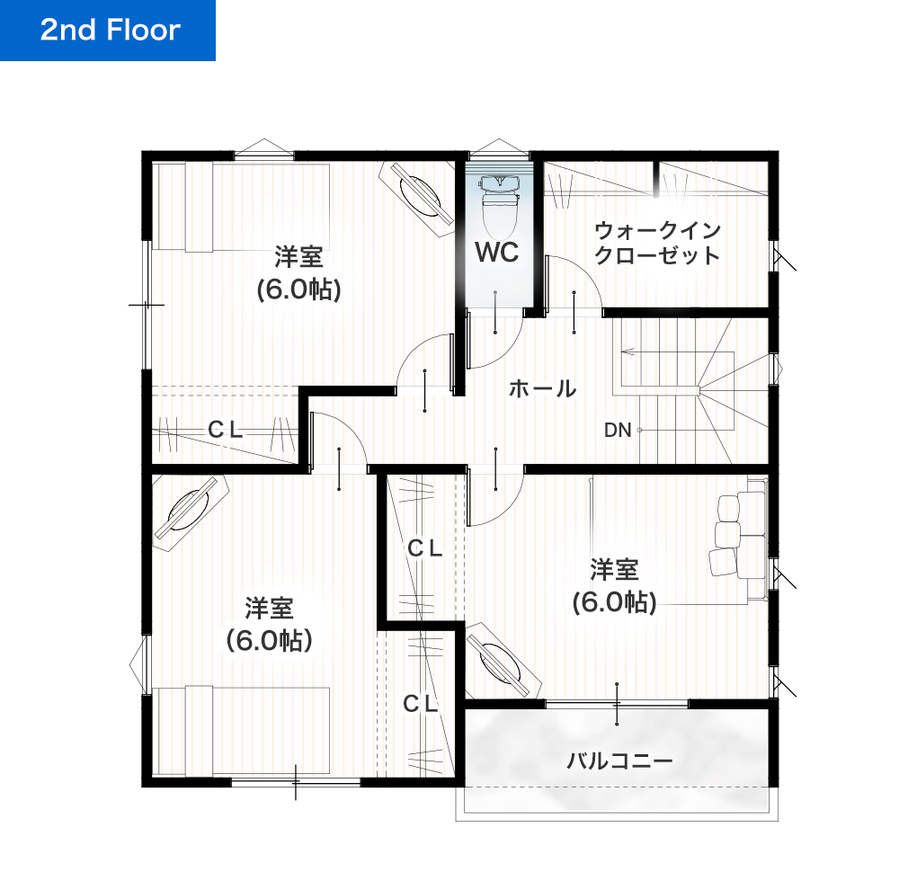 熊本市北区徳王1丁目3号地 30坪 4SLDK 建売・一戸建ての新築物件 2階間取り図