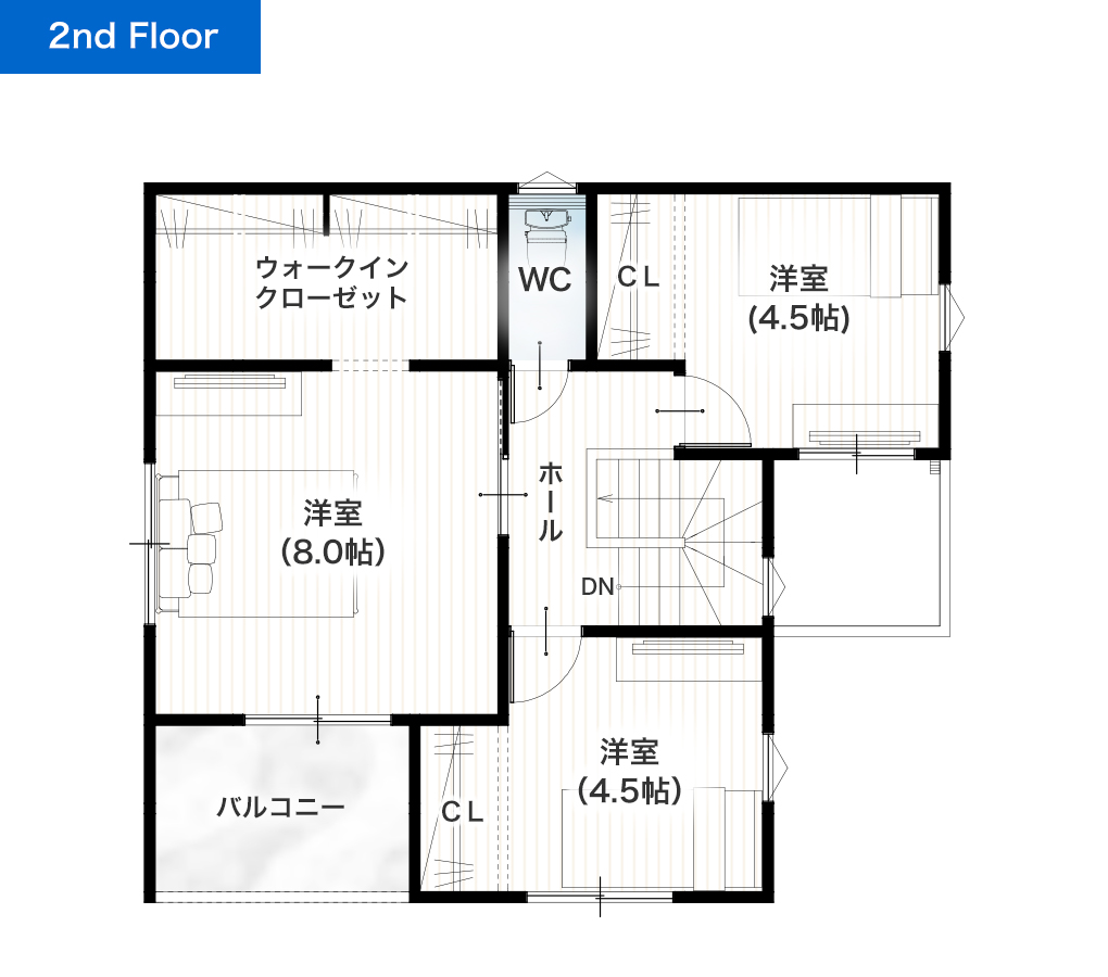 熊本市南区富合町大町9号地 30坪 4LDK 建売・一戸建ての新築物件 2階間取り図