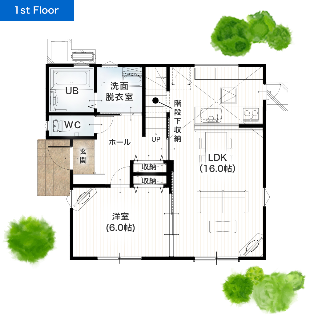 熊本市南区富合町大町11号地 32坪 5LDK 建売・一戸建ての新築物件 1階間取り図