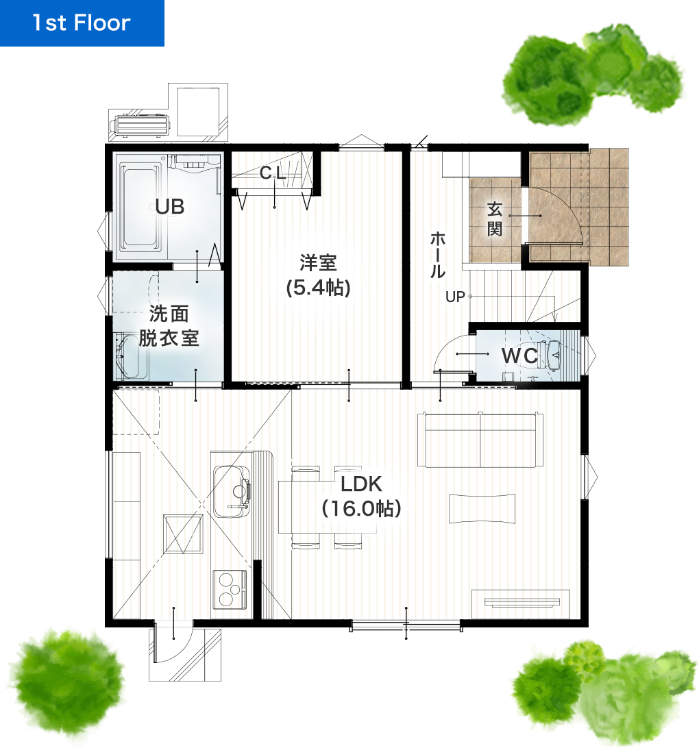 熊本市南区富合町大町12号地 30坪 4SLDK 建売・一戸建ての新築物件 1階間取り図