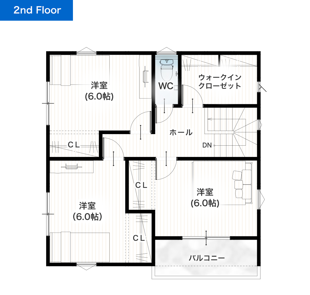 熊本市南区富合町大町12号地 建売・一戸建ての新築物件 2階間取り図