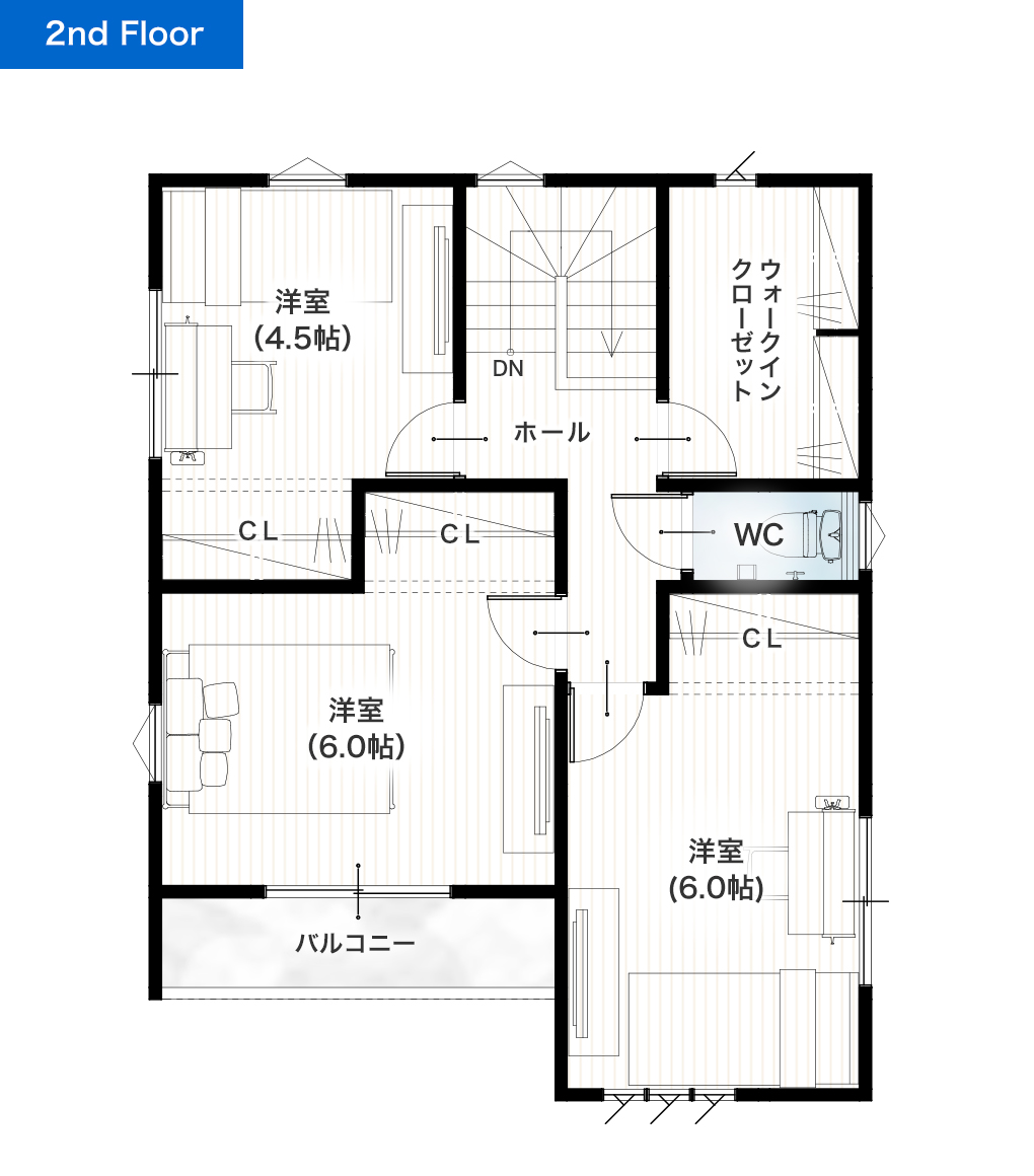 上益城郡益城町広崎2期A 28坪 4SLDK 建売・一戸建ての新築物件 2階間取り図