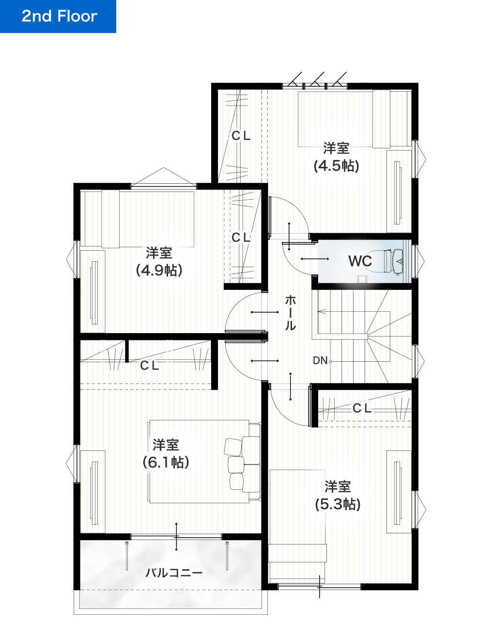 上益城郡益城町広崎2期B 29坪 4LDK 建売・一戸建ての新築物件 2階間取り図