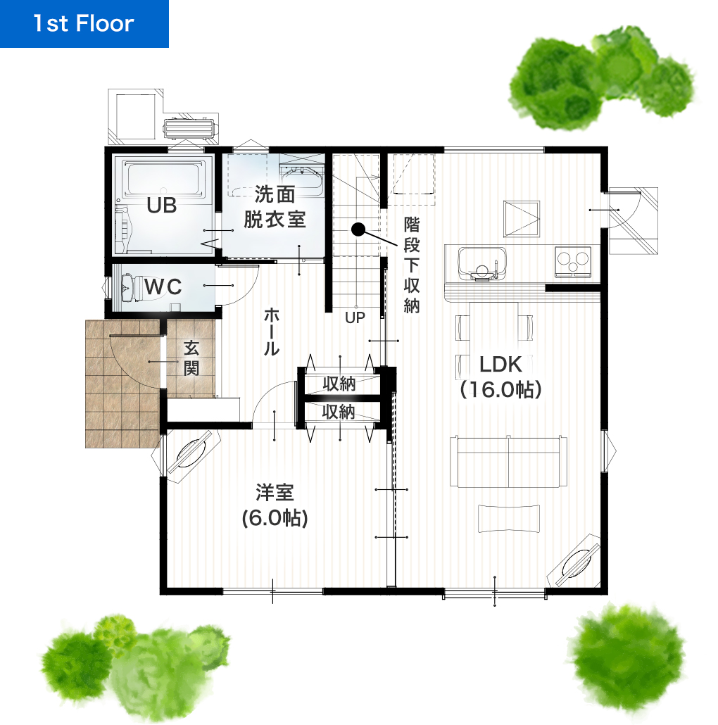 熊本市南区富合町南田尻7号地 32坪 5LDK 建売・一戸建ての新築物件 1階間取り図