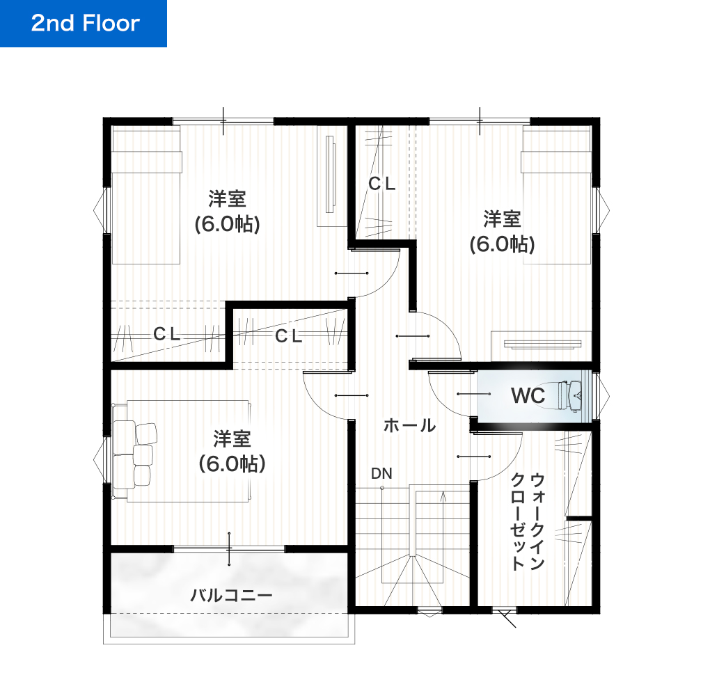 熊本市南区富合町南田尻11号地 建売・一戸建ての新築物件 2階間取り図