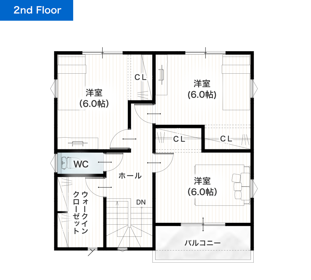 熊本市東区戸島5丁目 30坪 4SLDK 建売・一戸建ての新築物件 2階間取り図