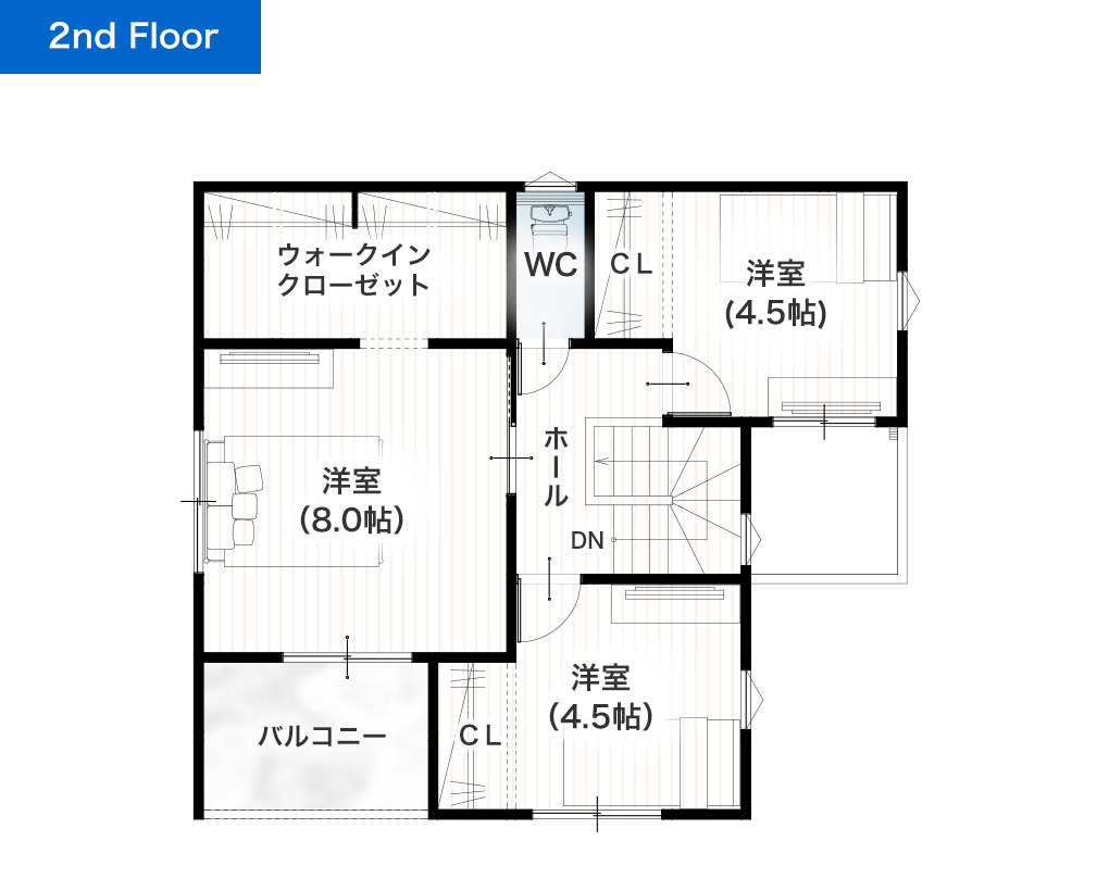 熊本市西区野中2丁目1号地 建売・一戸建ての新築物件 2階間取り図