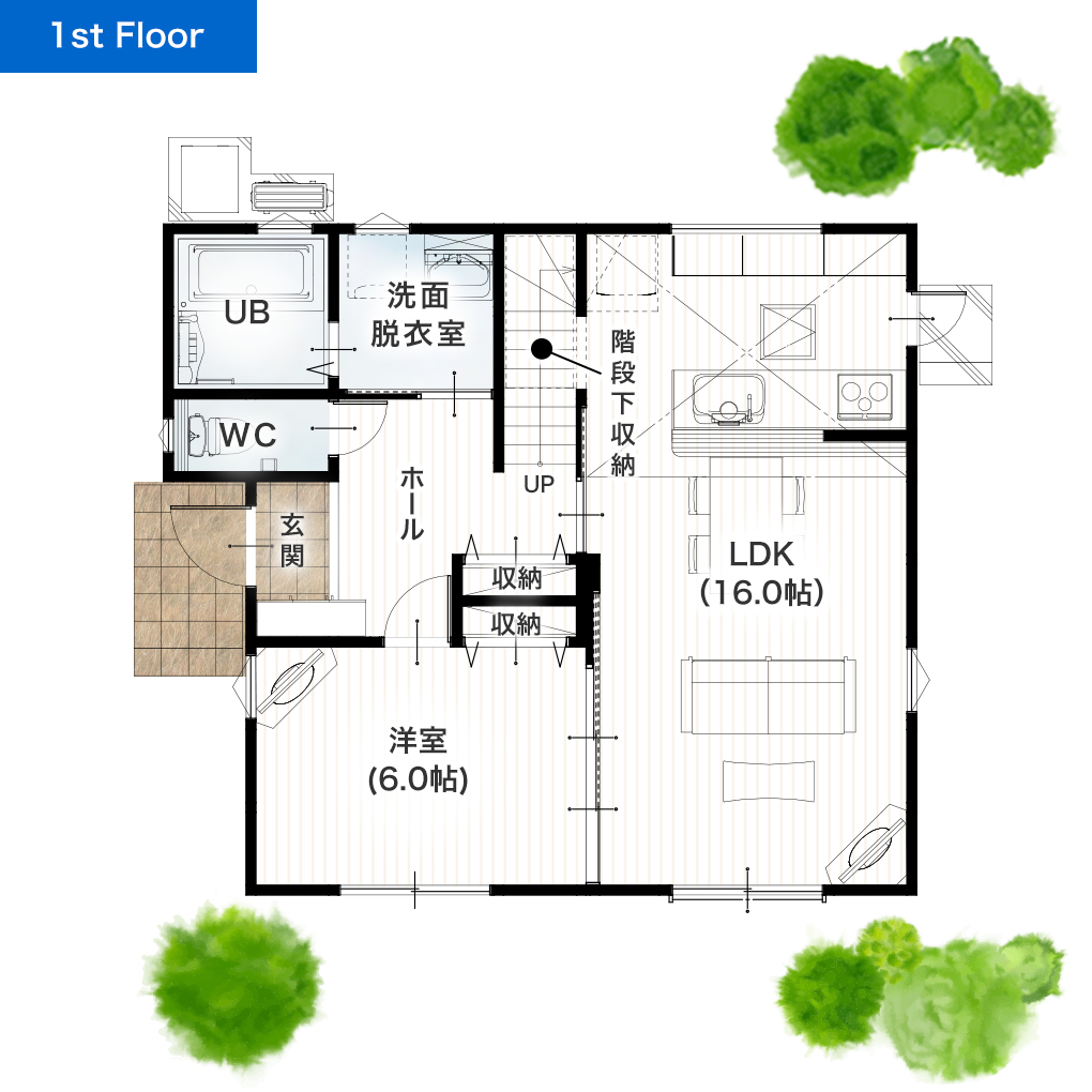 上益城郡御船町小坂22号地 32坪 5LDK 建売・一戸建ての新築物件 1階間取り図