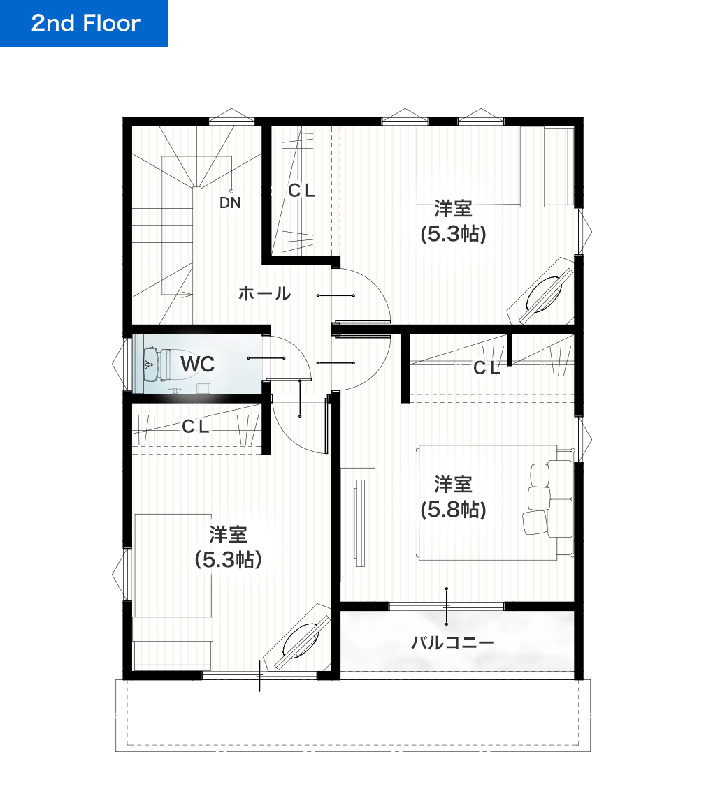 熊本市南区幸田1丁目 26坪 4LDK 建売・一戸建ての新築物件 2階間取り図