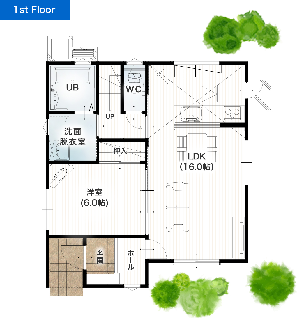 上益城郡御船町小坂24号地 32坪 4SLDK 建売・一戸建ての新築物件 1階間取り図