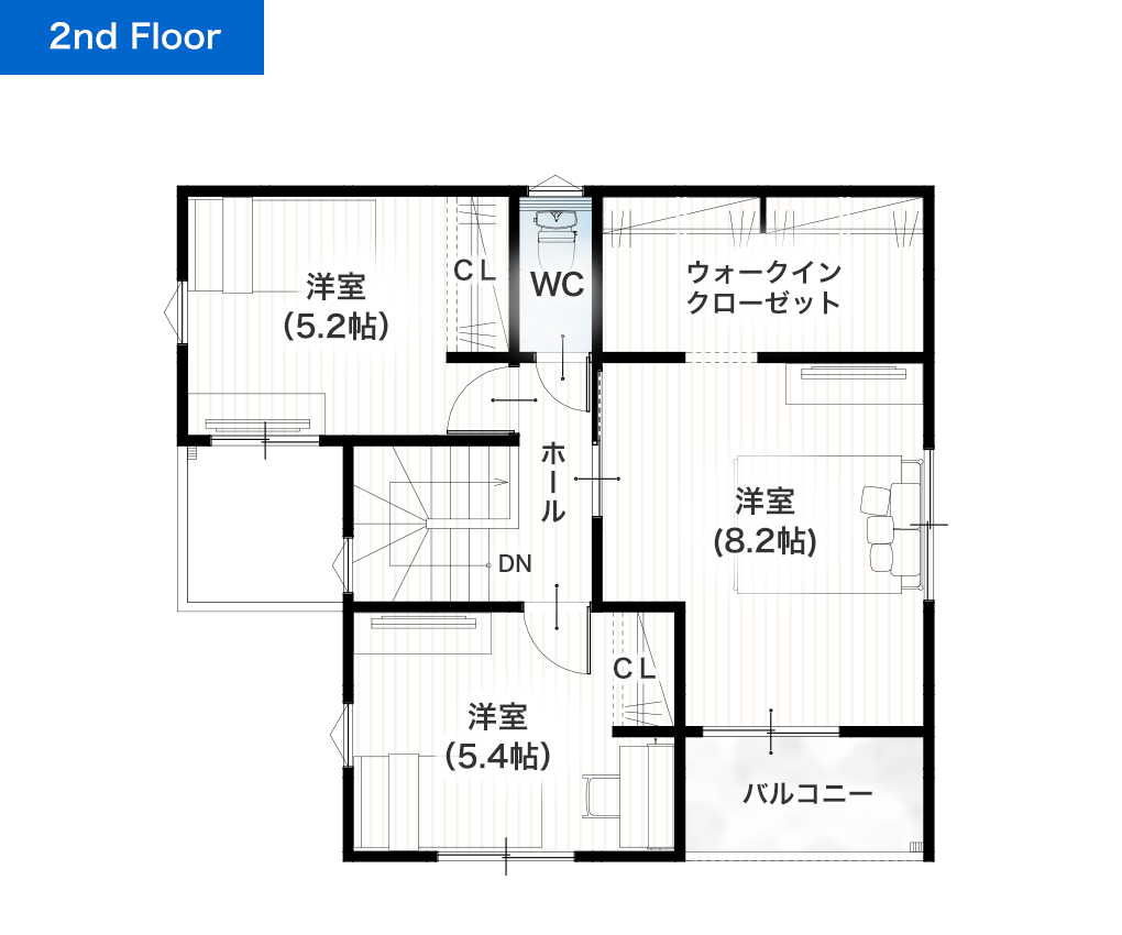 上益城郡御船町小坂25号地 30坪 4LDK 建売・一戸建ての新築物件 2階間取り図