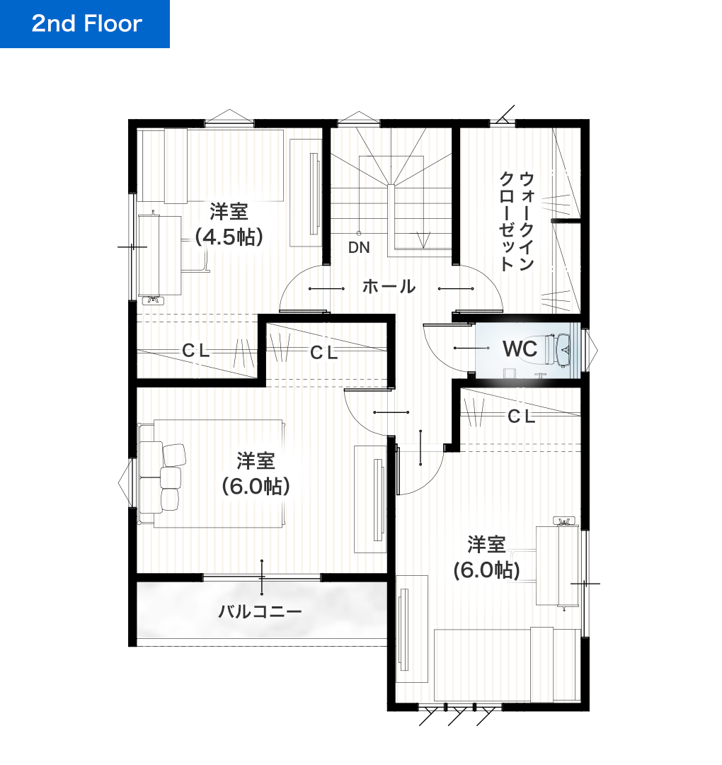 熊本市西区野中2丁目4号地 28坪 4SLDK 建売・一戸建ての新築物件 2階間取り図