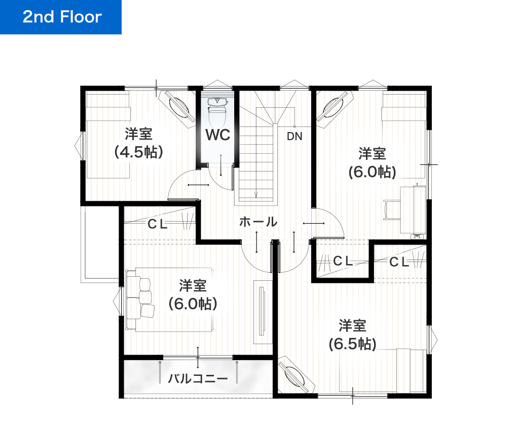 熊本市北区植木町岩野2号地 32坪 5LDK 建売・一戸建ての新築物件 2階間取り図
