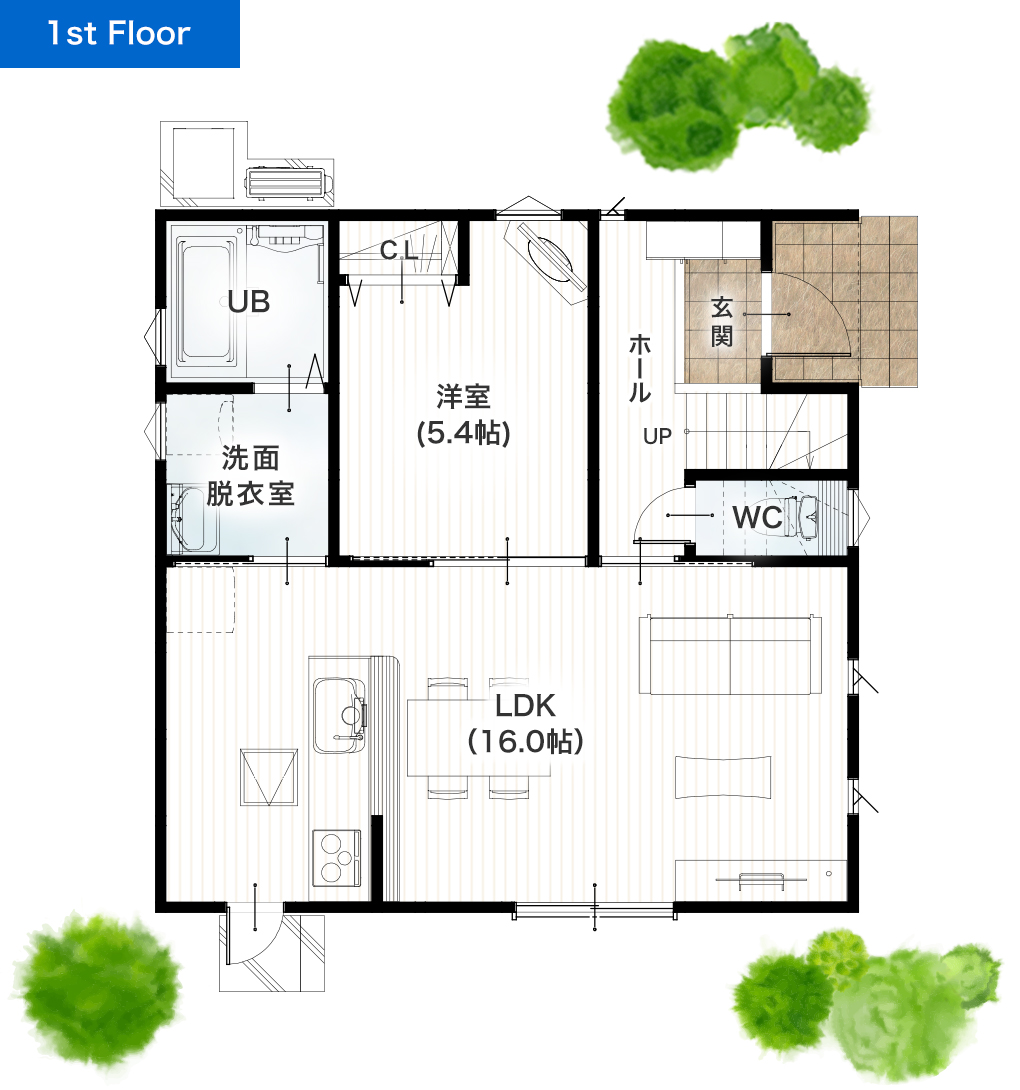 熊本市北区植木町岩野3号地 30坪 4SLDK 建売・一戸建ての新築物件 1階間取り図