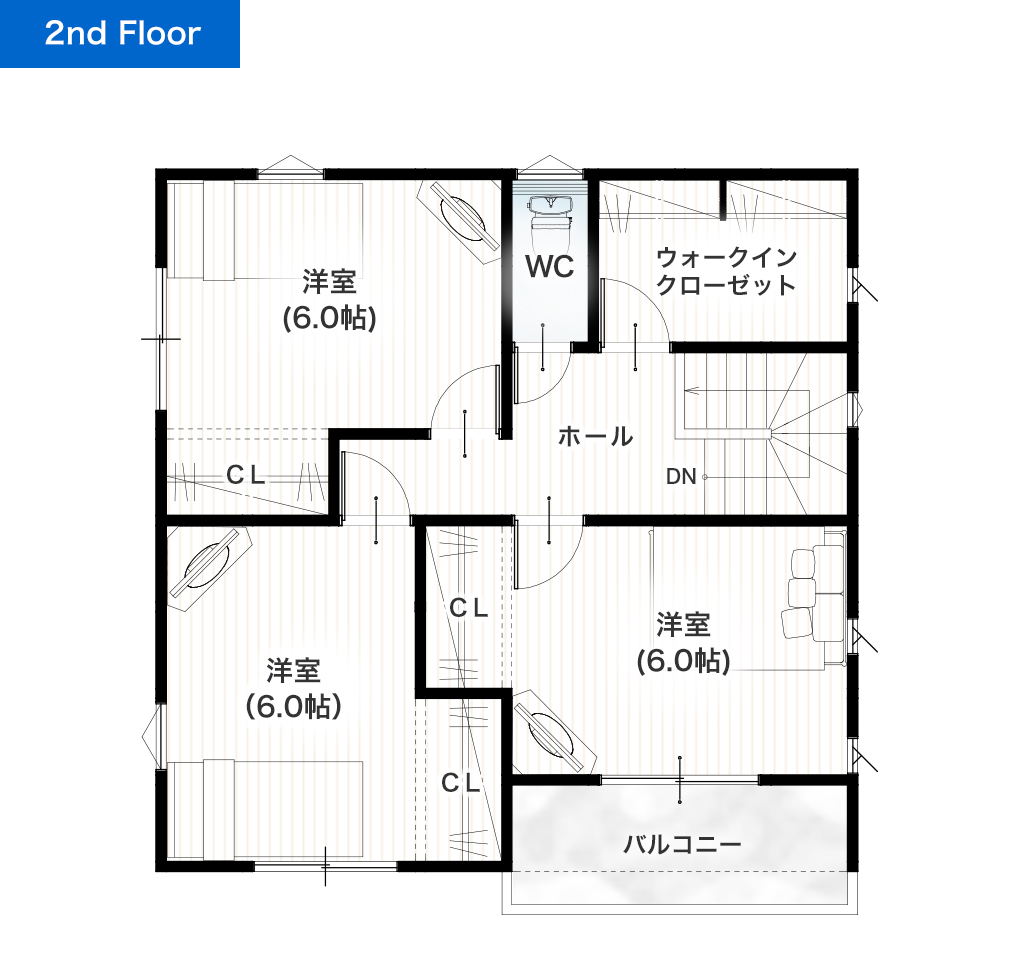 熊本市北区植木町岩野3号地 30坪 4SLDK 建売・一戸建ての新築物件 2階間取り図
