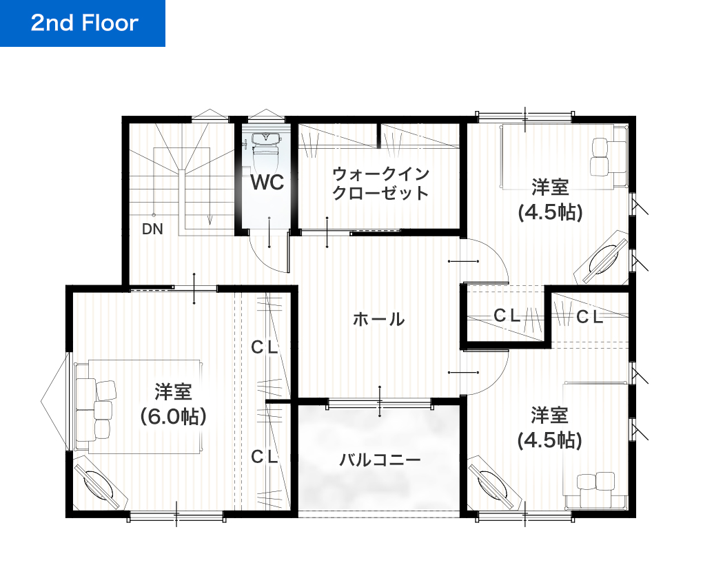 熊本市中央区薬園町 31坪 4SLDK 建売・一戸建ての新築物件 2階間取り図