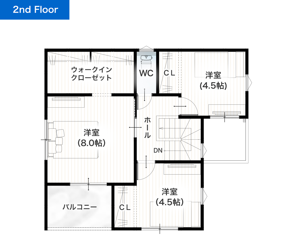 熊本市東区沼山津1丁目2期 30坪 4LDK 建売・一戸建ての新築物件 2階間取り図