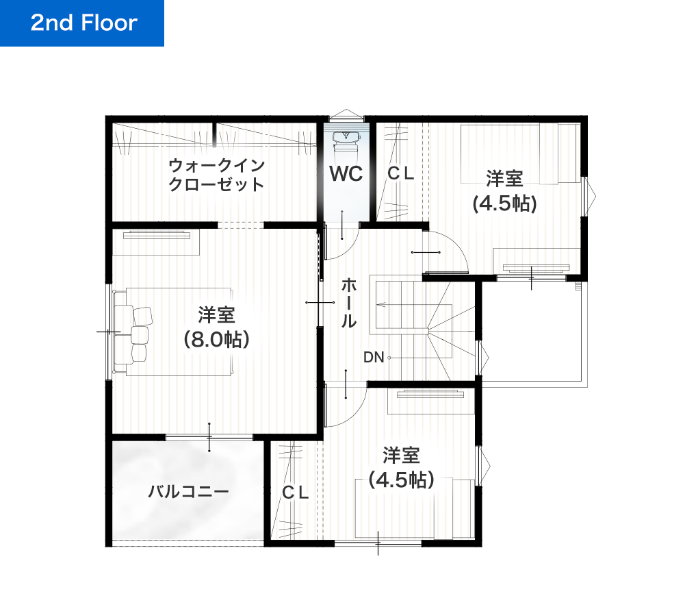 熊本市東区沼山津1丁目2期 建売・一戸建ての新築物件 2階間取り図