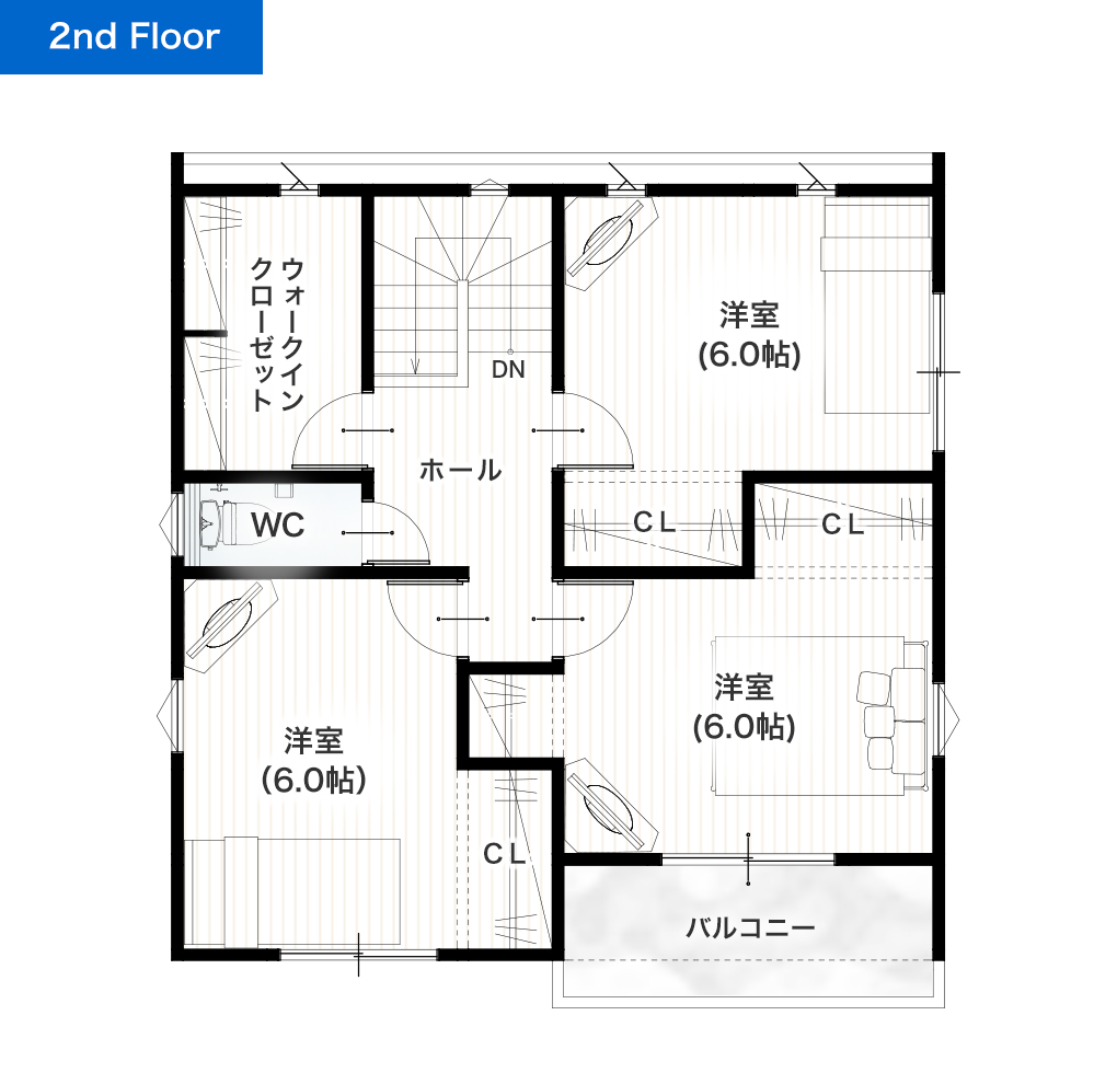 宇土市古城町4号地 30坪 3SLDK 建売・一戸建ての新築物件 2階間取り図