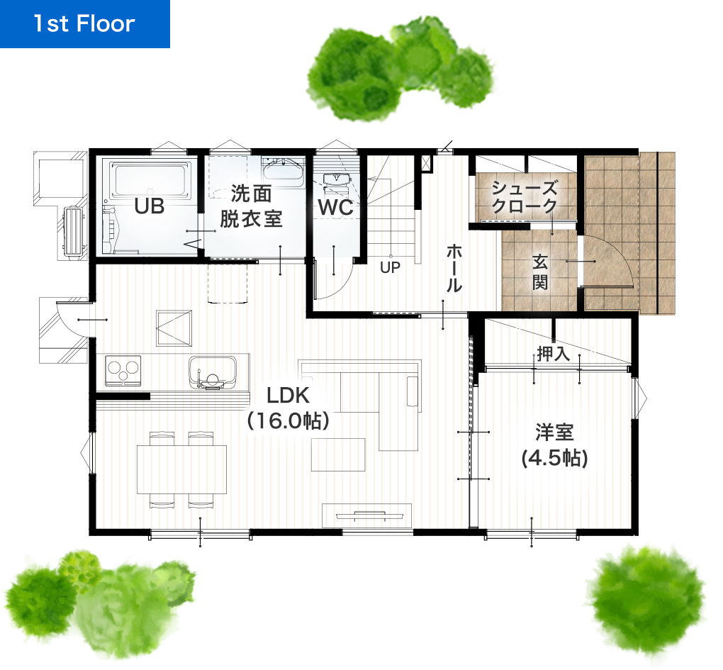 熊本市北区植木町岩野11号地 32坪 4SLDK 建売・一戸建ての新築物件 1階間取り図