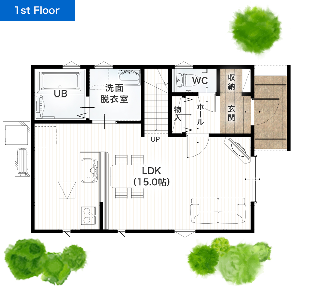 上益城郡嘉島町鯰2号地 25坪 4LDK 建売・一戸建ての新築物件 1階間取り図