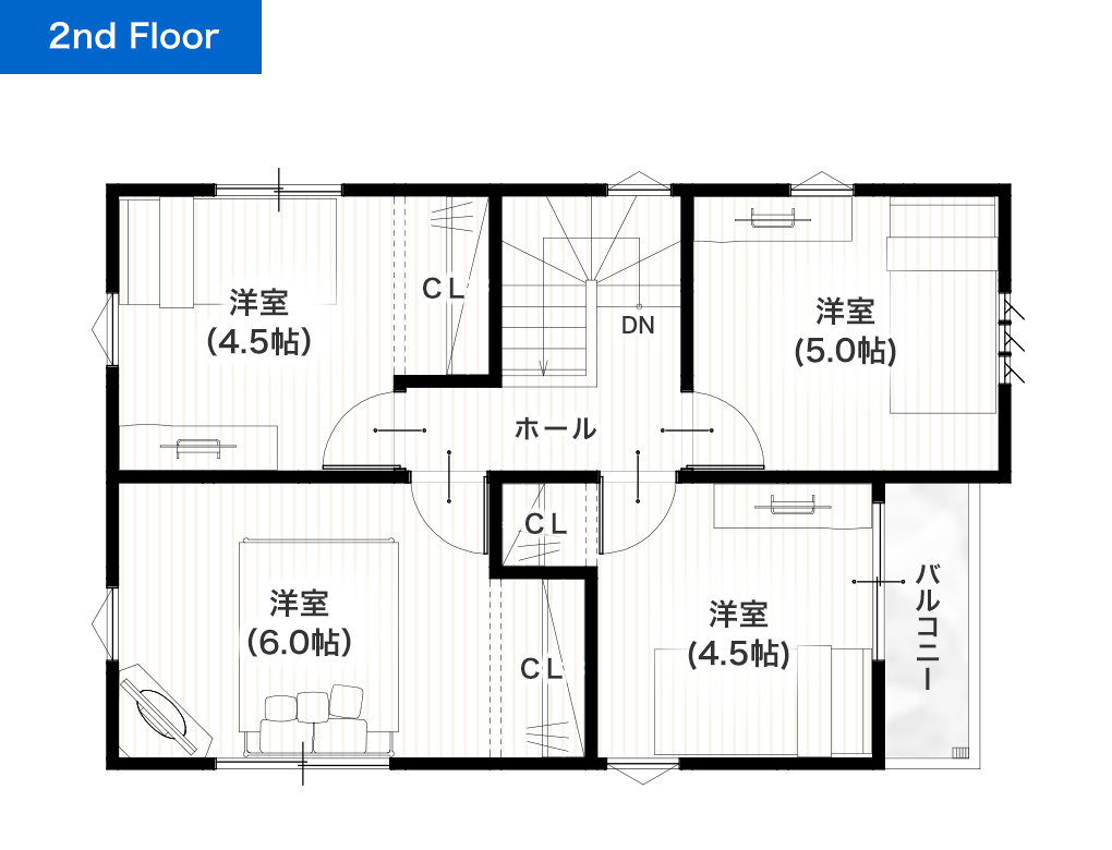 上益城郡嘉島町鯰2号地 25坪 4LDK 建売・一戸建ての新築物件 2階間取り図