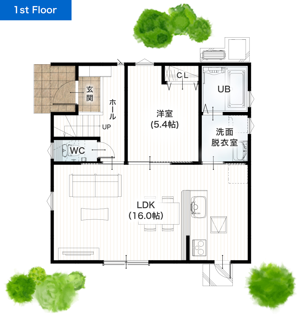 熊本市東区小山2丁目15号地 30坪 4SLDK 建売・一戸建ての新築物件 1階間取り図