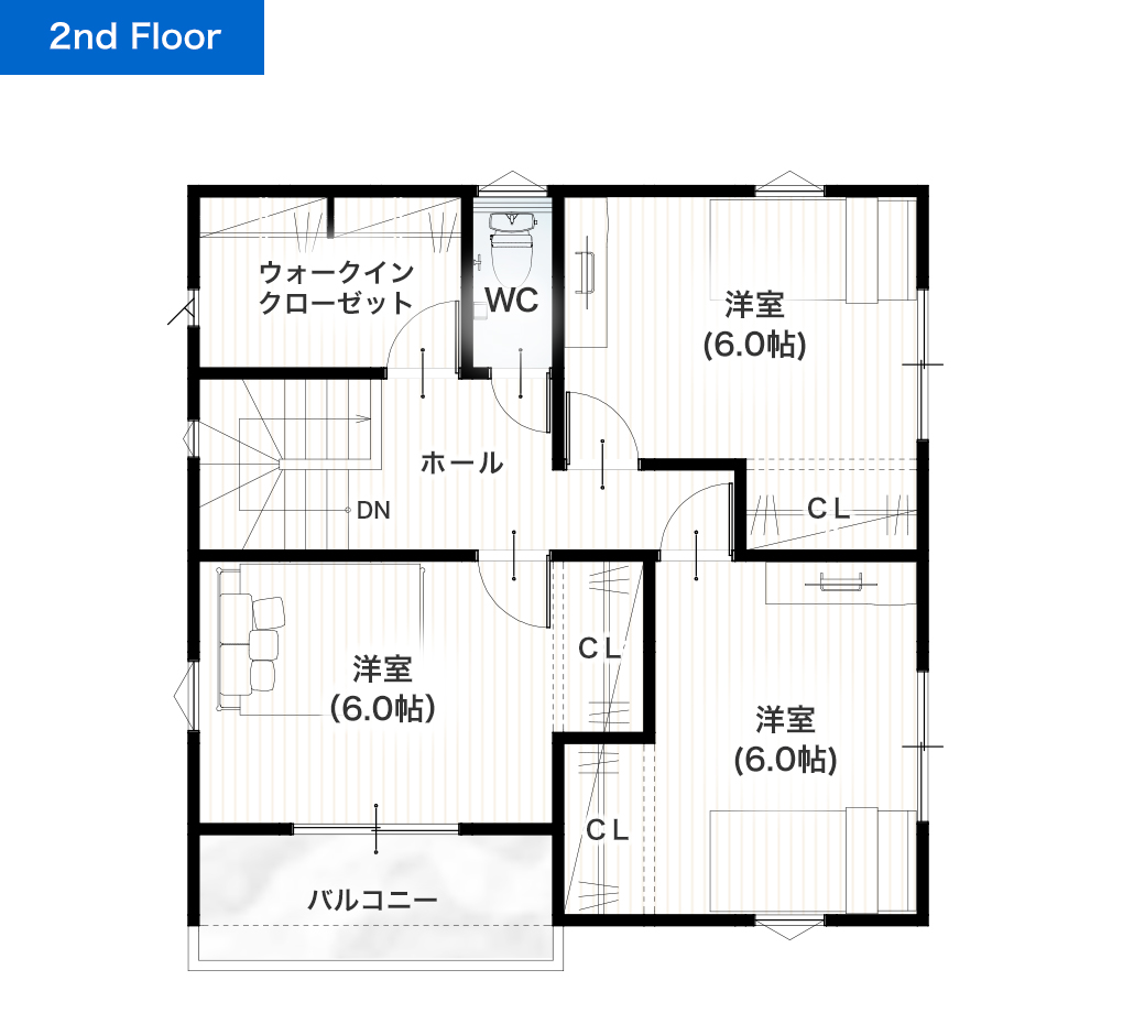 熊本市東区小山2丁目15号地 30坪 4SLDK 建売・一戸建ての新築物件 2階間取り図
