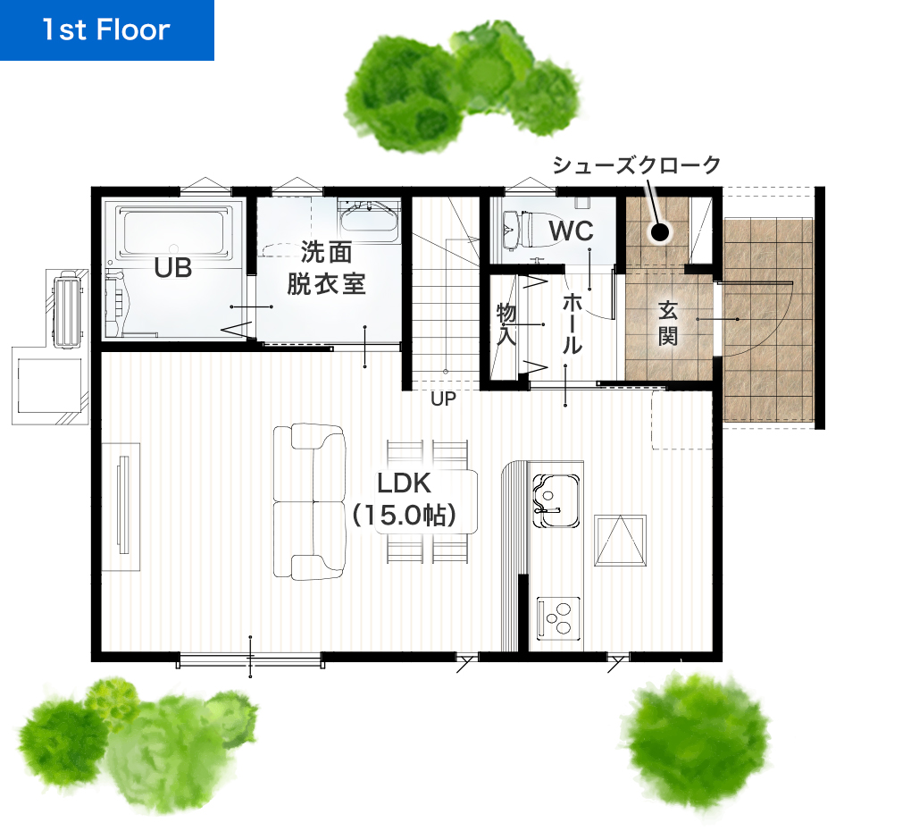 熊本市東区若葉4丁目 25坪 4SLDK 建売・一戸建ての新築物件 1階間取り図