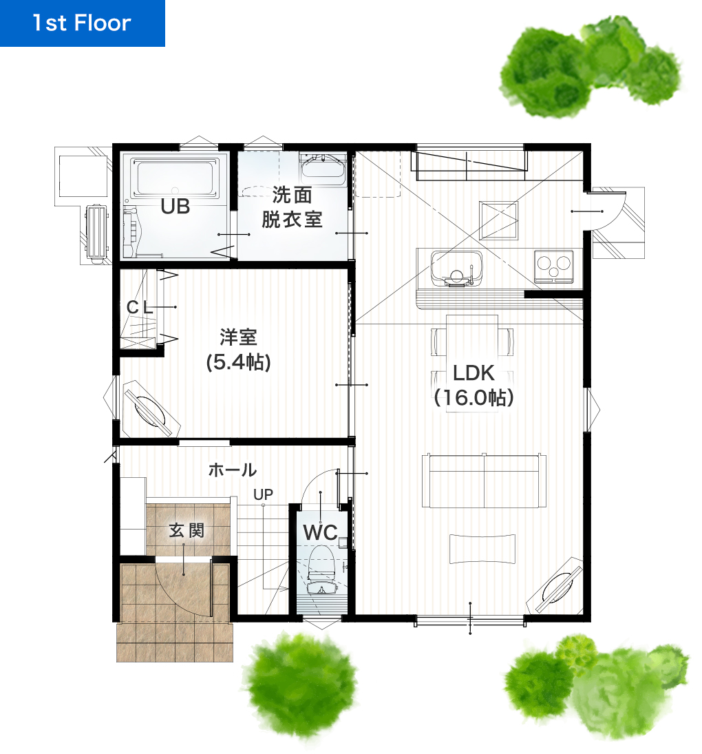 熊本市東区小山1丁目2期 30坪 4SLDK 建売・一戸建ての新築物件 1階間取り図