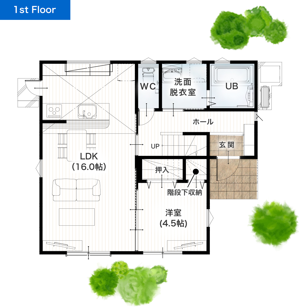 熊本市南区富合町大町9号地 30坪 4LDK 建売・一戸建ての新築物件 1階間取り図