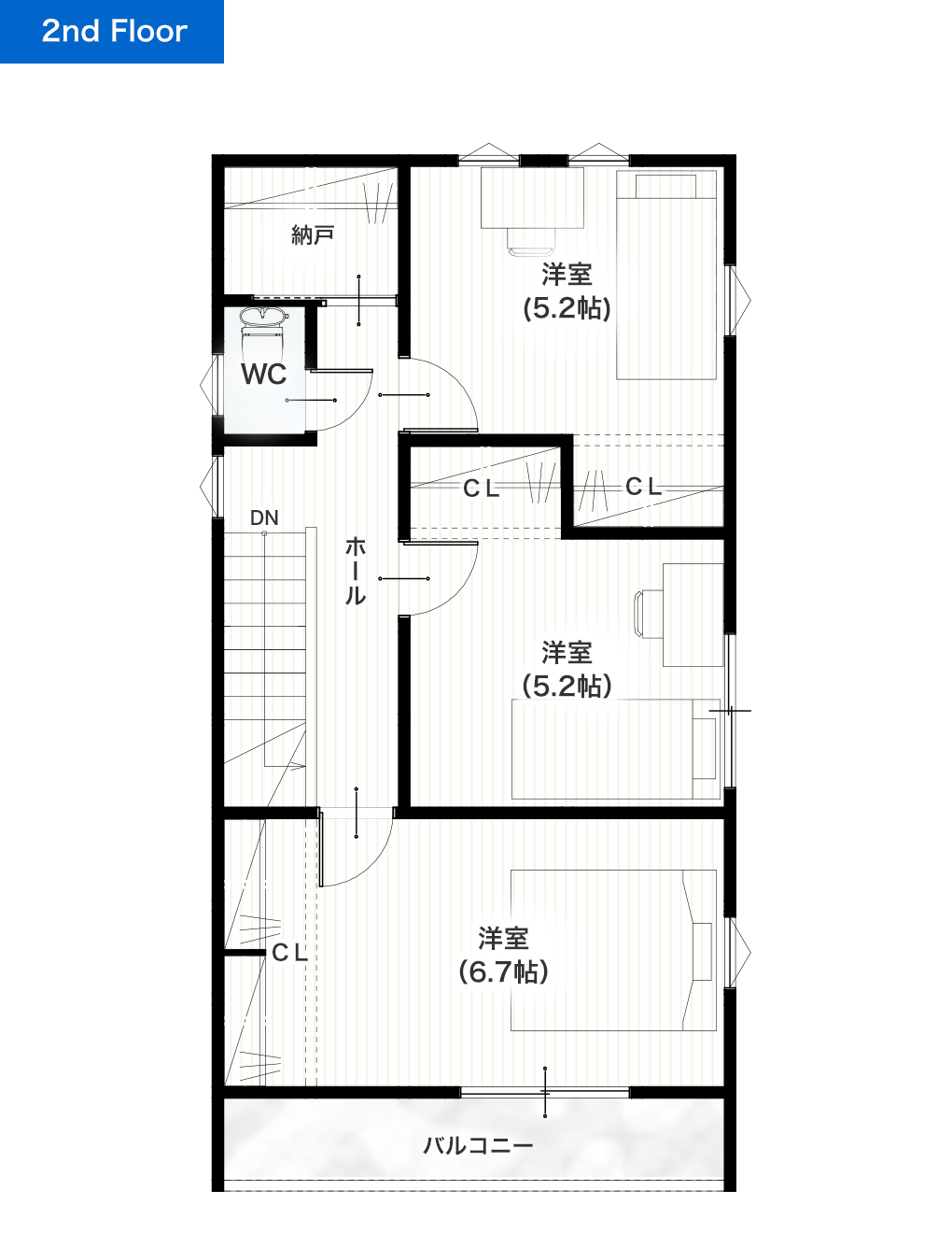 熊本市南区刈草3丁目2号地 28坪 3SLDK 建売・一戸建ての新築物件 2階間取り図