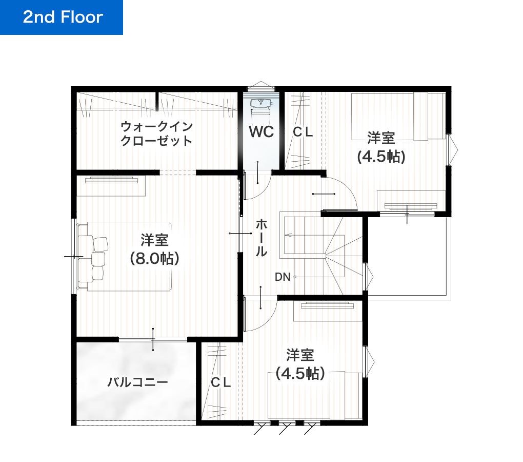 熊本市南区出仲間7丁目1号地 30坪 4LDK 建売・一戸建ての新築物件 2階間取り図