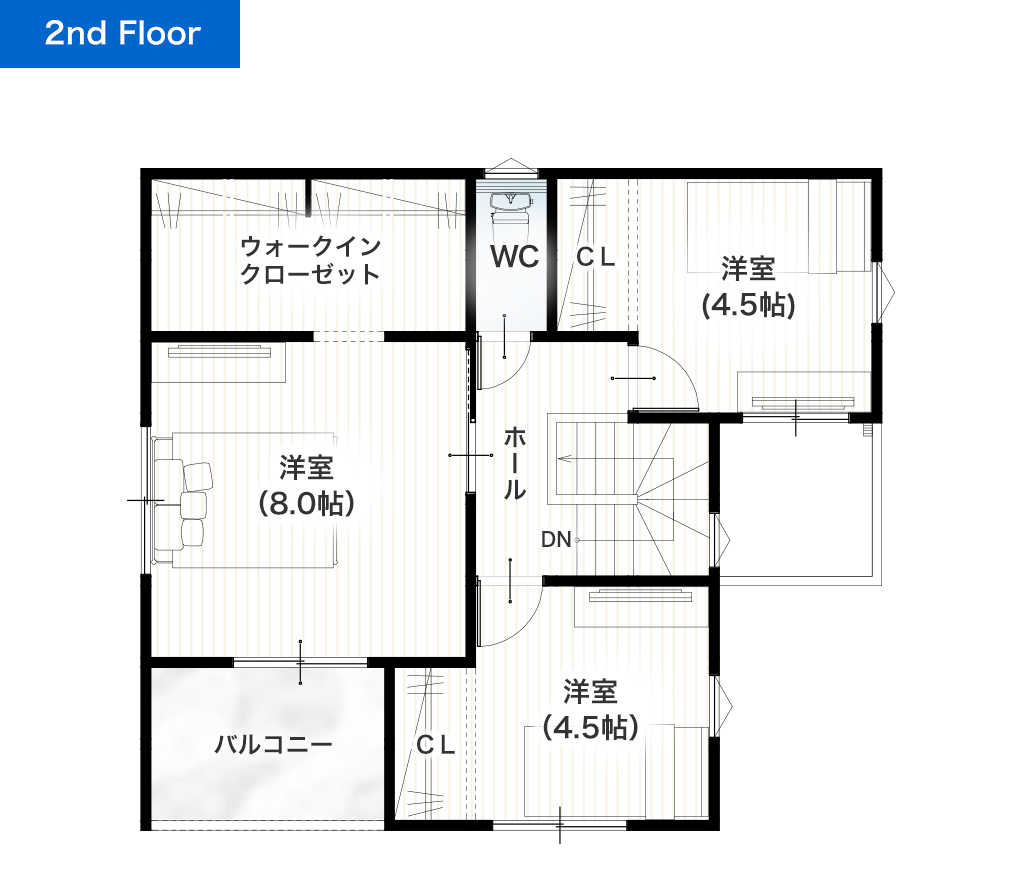 熊本市南区出仲間7丁目2号地 30坪 4LDK 建売・一戸建ての新築物件 2階間取り図