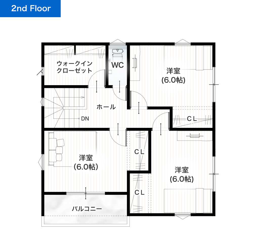 熊本市中央区八王寺町 30坪 4SLDK 建売・一戸建ての新築物件 2階間取り図
