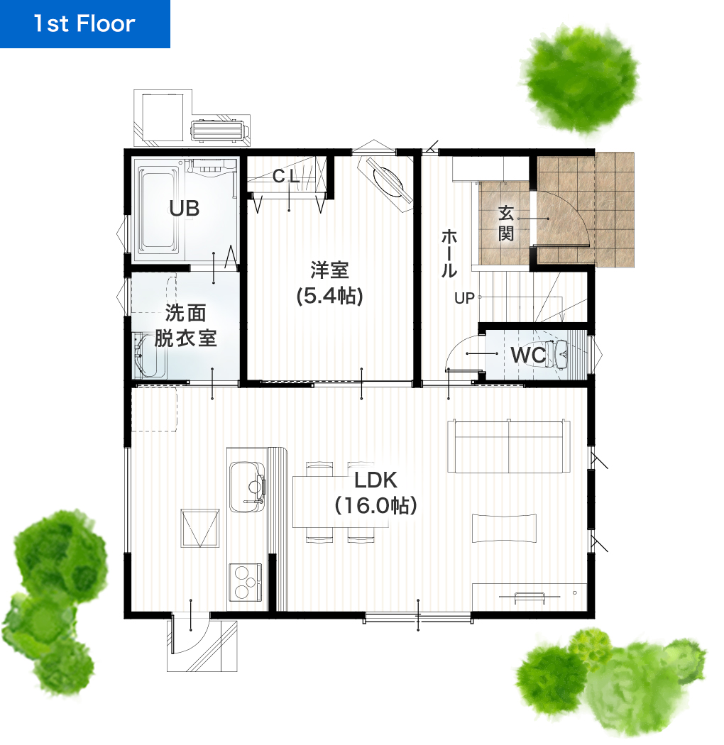 上益城郡益城町安永6期 30坪 4SLDK 建売・一戸建ての新築物件 1階間取り図