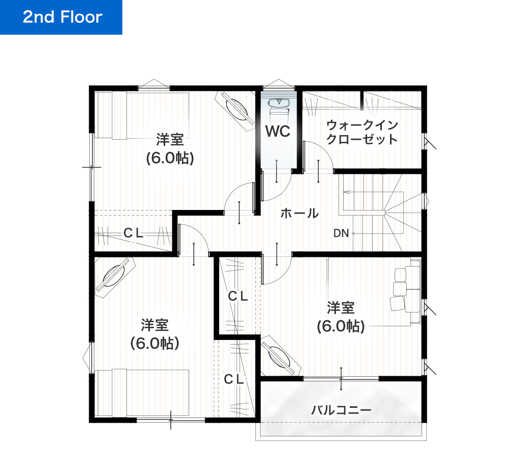 上益城郡益城町安永6期 30坪 4SLDK 建売・一戸建ての新築物件 2階間取り図