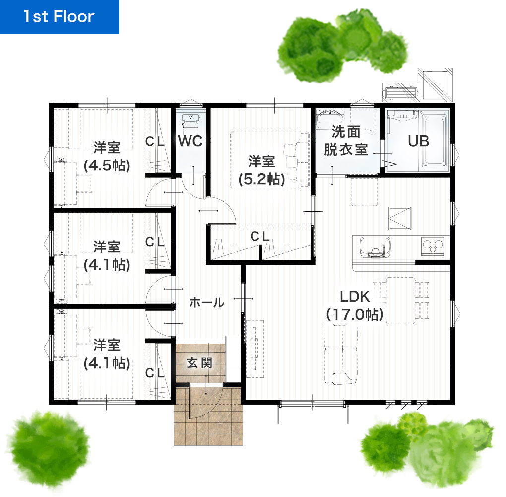 熊本市南区城南町舞原2期 24坪 4LDK 建売・一戸建ての新築物件 1階間取り図