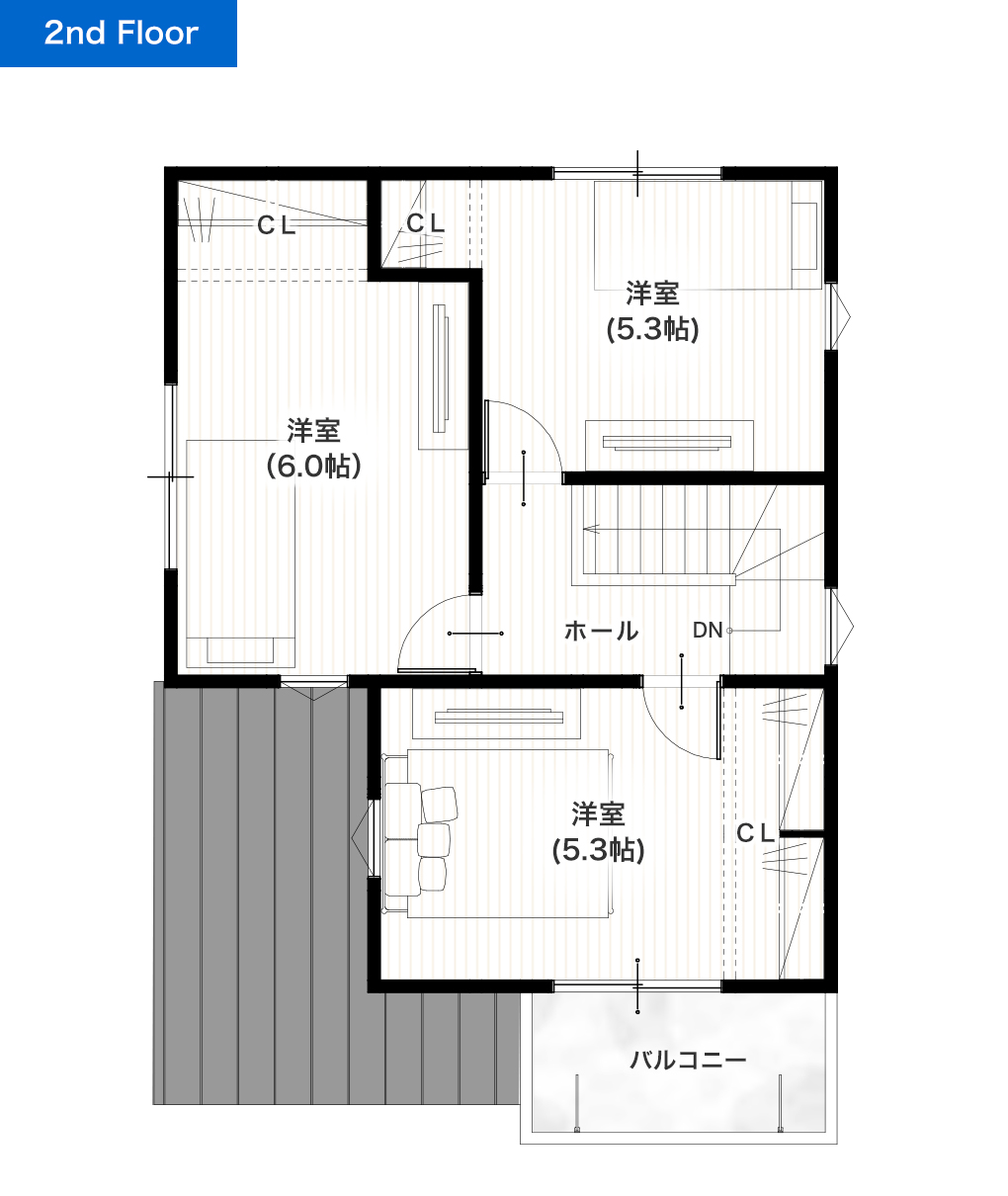 熊本市東区三郎2丁目3号地 25坪 4LDK 建売・一戸建ての新築物件 2階間取り図
