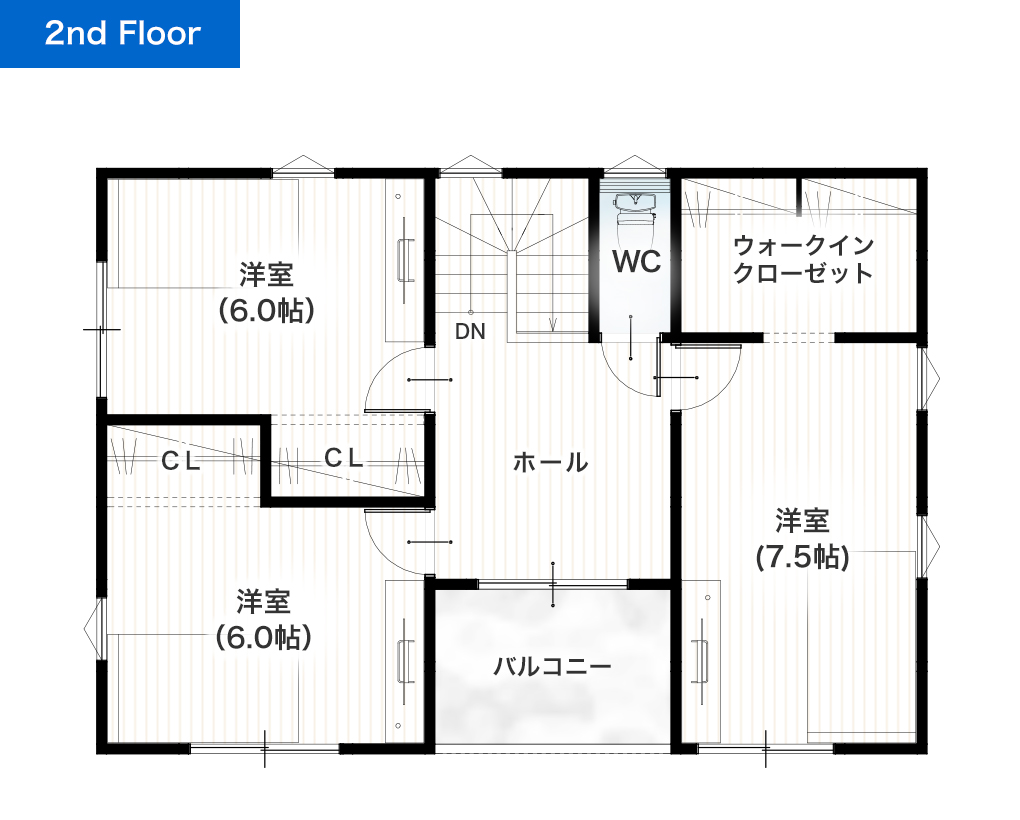 熊本市東区榎町2期2号地 32坪 4SLDK 建売・一戸建ての新築物件 2階間取り図