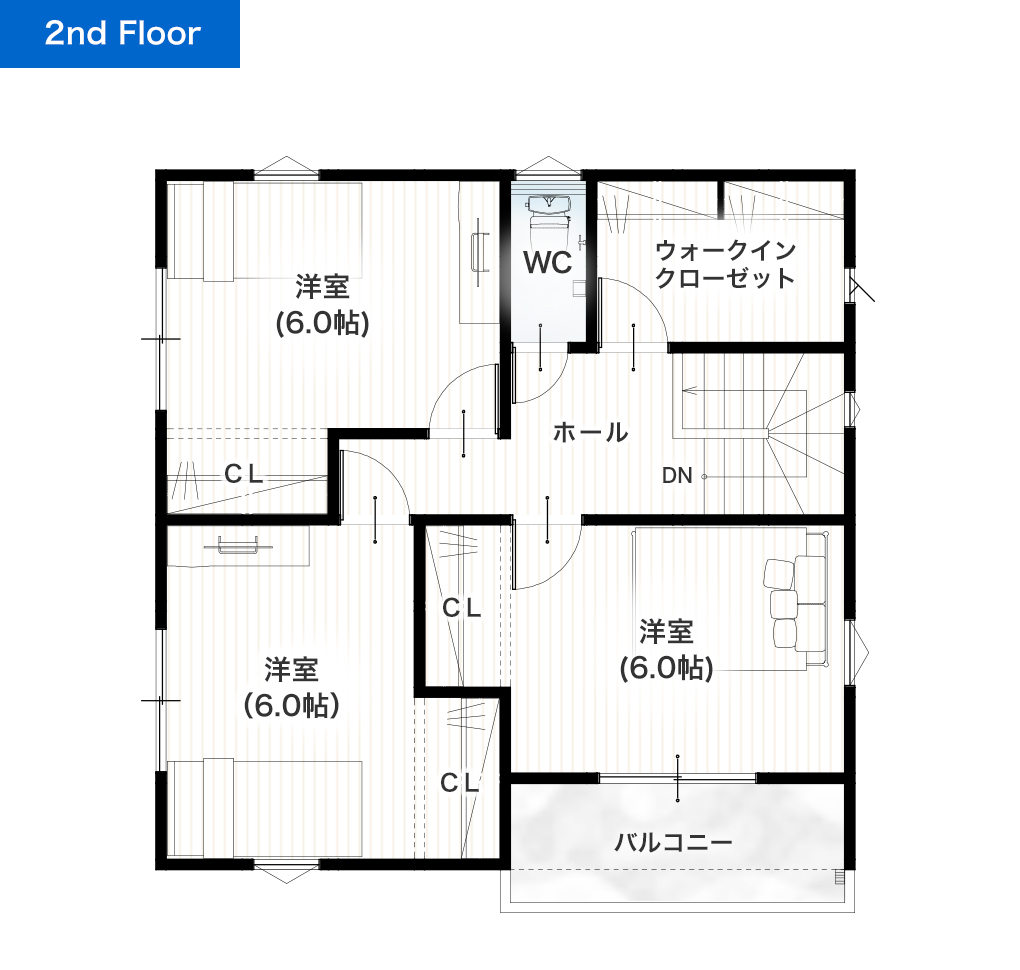 熊本市西区池田4丁目2号地 30坪 4SLDK 建売・一戸建ての新築物件 2階間取り図