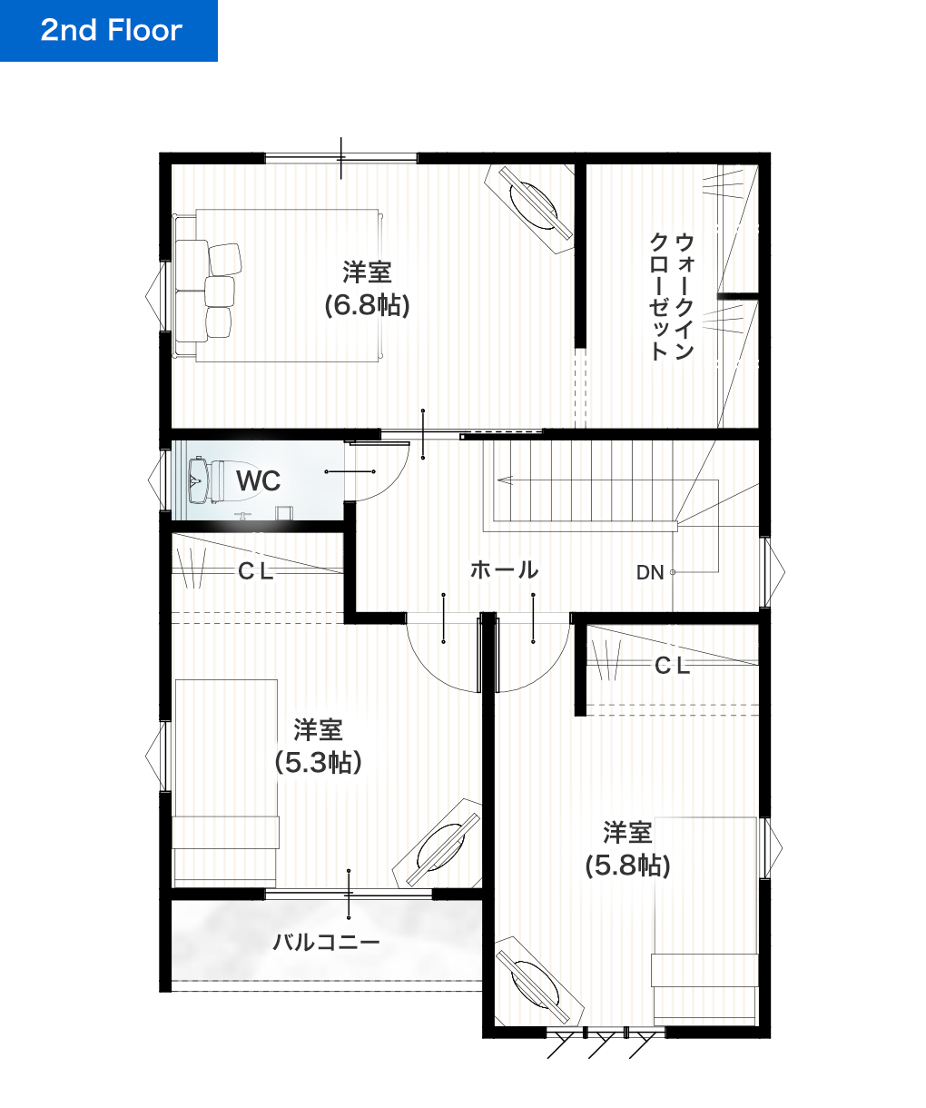 宇土市栄町1号地 28坪 4LDK 建売・一戸建ての新築物件 2階間取り図