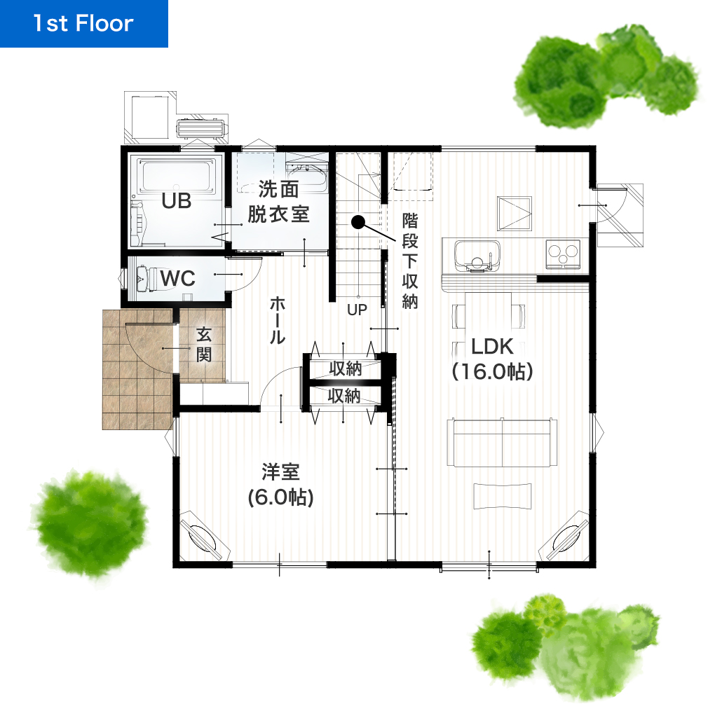 熊本市東区榎町2期4号地 32坪 5LDK 建売・一戸建ての新築物件 1階間取り図
