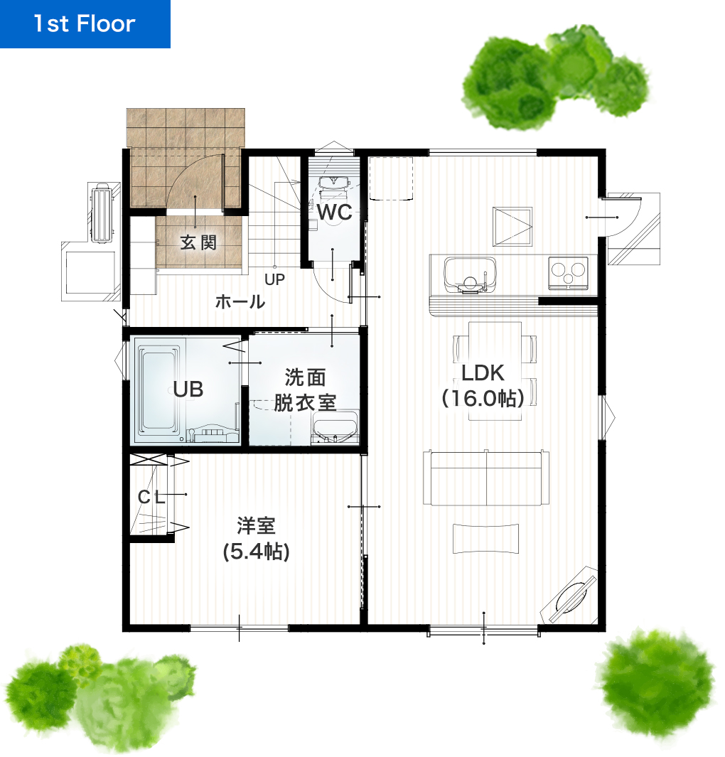 熊本市東区榎町2期5号地 30坪 4SLDK 建売・一戸建ての新築物件 1階間取り図