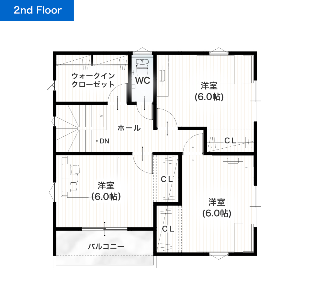 熊本市東区榎町2期7号地 30坪 4SLDK 建売・一戸建ての新築物件 2階間取り図