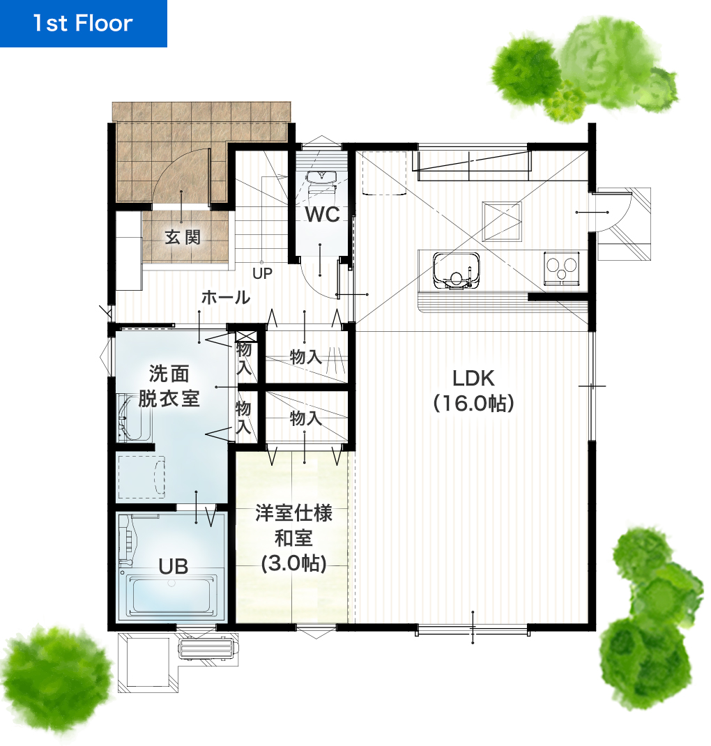 熊本市東区榎町2期9号地 30坪 3SLDK 建売・一戸建ての新築物件 1階間取り図