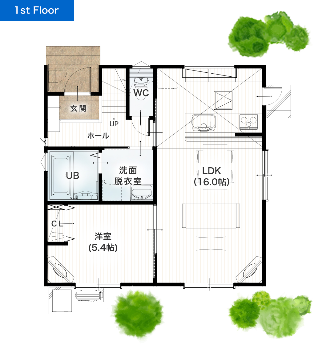 熊本市東区東野2丁目2期A 30坪 4SLDK 建売・一戸建ての新築物件 1階間取り図