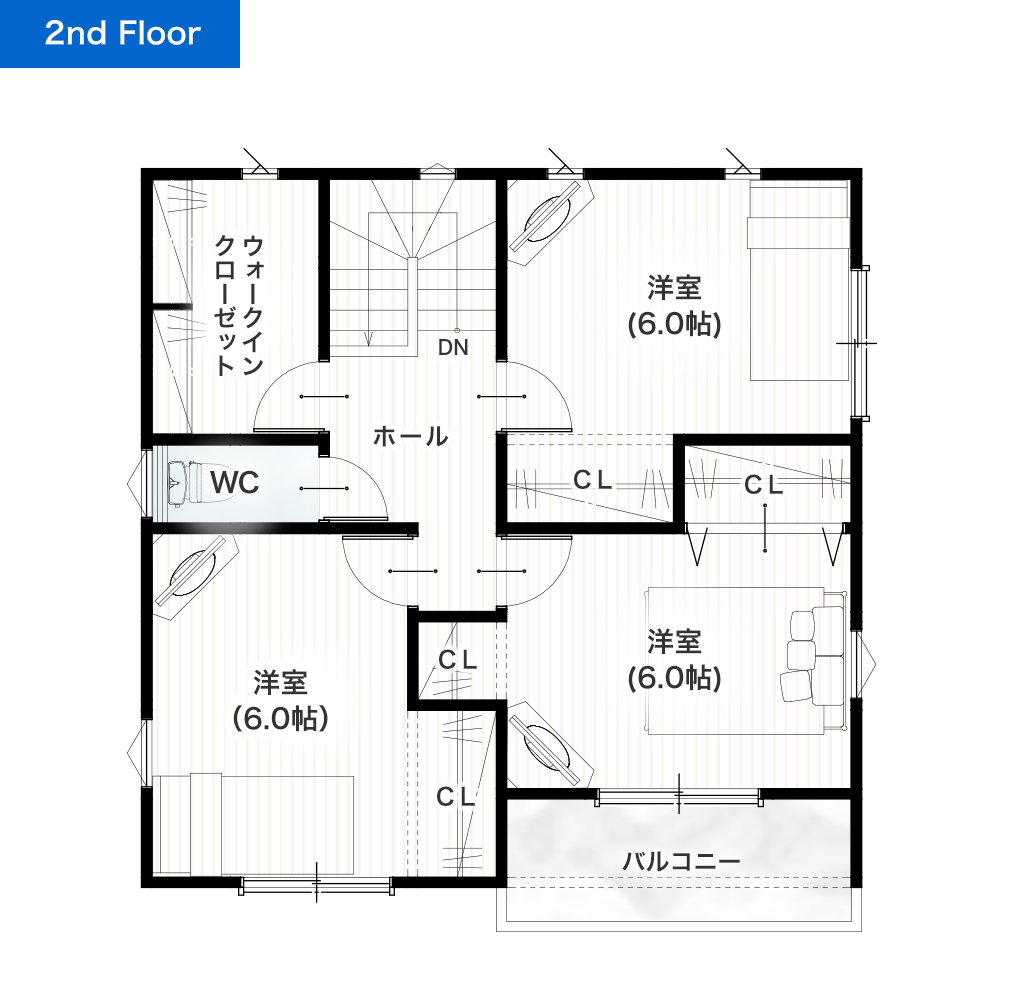 熊本市東区東野2丁目2期A 30坪 4SLDK 建売・一戸建ての新築物件 2階間取り図